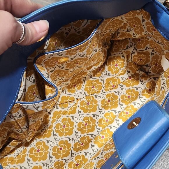 Emma Fox Cornflower Blue Leather Satchel - Picture 7 of 8